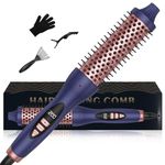 Thermal Brush, Digital Display Temperature Ceramic Tourmaline Ionic Quick Heated Round Bush,Smoothing And Volumizing Curling Brush,Global Voltage Travel-Friendly Blue (1.5inch)
