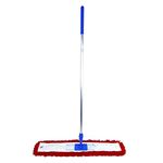 Abbey Flat Mop for Floor Cleaning - Heavy Duty Commercial Sweeper Mop Kit with Handle and Frame - Floor Dusters for Wooden Floors and Hard Floors (Red, 80cm)