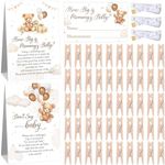 Suzile 105 Pcs Brown Bear Baby Shower Games Set Includes 1 Don't Say Baby Sign with 50 Mini Clothespins 1 How Big is Mommy's Belly Sign with 50 Pcs Guessing Cards 3 Rolls Measuring Tape