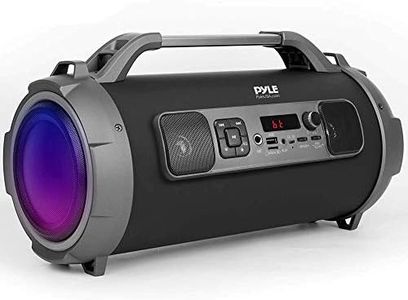 Pyle Wireless Portable Bluetooth Boombox Speaker - 500W Rechargeable Boom Box Speaker Portable Barrel Loud Stereo System with AUX Input, USB/SD, 1/4" in, Fm Radio, 4" Subwoofer, DJ Lights - PBMKRG155