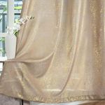 TERLYTEX Gold Curtains 84 Inches Long for Living Room 2 Panels, Metallic Gold Foil Print Glitter Sparkle Curtains for Bedroom, Grommet Privacy Semi-Sheer Shimmer Curtains, 52 x 84 Inch, Gold Taupe