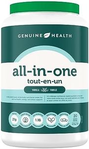 Genuine Health all-in-one nutritional shake, Vanilla, 675g, 20 Servings, 21g Plant-Based Protein, 1.1B CFU Probiotics, Gluten Free, Dairy Free, Vegan.