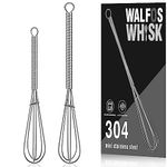 Walfos Mini Whisk Stainless Steel, Small Whisk - Kitchen Balloon Whisk, （13cm+18cm） Stainless Steel Wire, Egg Whisk for Cooking, Mixing, Whisking, Stirring, Beating.