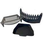 Heavy Duty 16 Inch Grate, Castle front and ash pan set | 16 Inch Castle Fire Front Fret Matt Black | Heavy Duty 16 Inch Grate for 16 Inch fireback