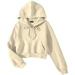 FUNKY MONKEY Soft Fleece Crop Zipper Regular Fit Hoodie For Girls And Womens Sweatshirt (M, Beige)