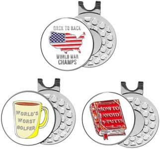FINGER TEN Golf Ball Marker with Hat Clip Markers Assorted Patterns Value Gift Set Mark Golf Divot Tool Accessories for Men Women Kids (3 Amusing Marker)