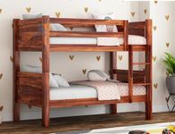 RECTART Sheesham Wood Bunk Bed Cot | Wooden Double Bed Bed Furniture for Bedroom | Living Room | Home (ZenFlow, Honey)