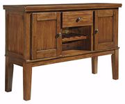 Ashley Furniture Signature Design - Ralene Dining Room Server - 2 Cabinets 1 Drawer and Wine Rack - Vintage Casual - Medium Brown