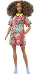 Barbie® Doll, Kids Toys, Curly Brown Hair, Fashionistas™, Athletic Body Shape, Graffiti-Print T-Shirt Dress, Clothes and Accessories​