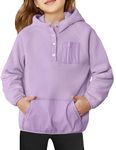 Arshiner Girls Fleece Pullover Hooded Sweatshirt Colorblock Sherpa Hoodie for Teen Girl Fall Winter Button Jacket Coat with Pockets Hoodies for Girls 12-14 Light Purple Hoodie