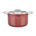 All-Clad FUSIONTEC Natural Ceramic with Steel Core Soup Pot with Lid, 4 Quart, Rose Quartz