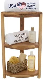 EcoDecors 3-Tier Shelf Waterproof Teak Wood Shower Shelf for Inside Shower Provides Storage, and Organization for Bathroom Accessories