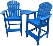 Phat Tommy Recycled Poly Resin Balcony Chair Settee | Durable and Eco-Friendly Adirondack Armchair and Removable Side Table | This Patio Furniture is Great for Your Lawn, Garden, Swimming Pool, Deck.