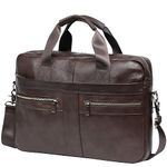 Leather Briefcase Laptop Bag Messenger Shoulder Work Bag Crossbody Handbag for Business Travelling Christmas for Men (CFZ-Brown)