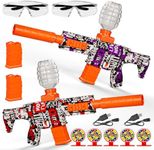2 Pack Splatter Blaster Electric Toys Skeleton Style Toy(Red & Purple) - Rechargeable Quick-Release Batteries, Goggles, Target for Age 14+