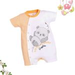 BabyGo Half Sleeves Baby Romper| 100% Cotton Rompers for New Born Baby| Baby Dress | Onesies| 0-3M| LEMON| Infant Clothes