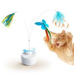 Migipaws Cat Toys,Interactive Butterfly Feather Kitten Toy,Spin with Smart Rolling Ball for Indoor Cats,Self Play Automatic Touch Senser, 3 Refills