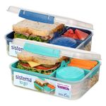 Sistema Bento Box LUNCH | Bento School Lunch Boxes with Compartments | 1.65 L | Food Storage Containers in Minty Teal & Ocean Blue | 2 Count