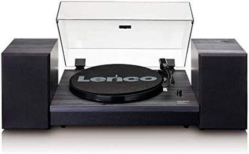 Lenco Turntable Music System with Two Separate Speakers, Black