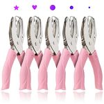 CheeMuii 5 Pieces Metal Handheld Paper Punch Single-Hole Tag Punch Set with Plastic Handle for Heart Circle Star Holes for DIY Craft Tags