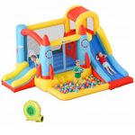 Outsunny Bouncy Castle, 3 in 1 Inflatable Bounce House with Dual Slides, Trampoline and Water Pool for Kids Age 3-8 Indoor Outdoor, 3.3 x 2.65 x 1.85m, Rocket Design