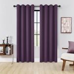 HUTO Blackout Bedroom Curtains Panels 84 Inch - Energy Saving Thermal Insulated Privacy Protect Antique Copper Grommet Sun Block Drapes for Living Room, 1 Pair, 52 by 84 Inch, Plum Purple