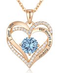 CDE Forever Love Heart Women Necklace 925 Sterling Silver Rose Gold Plated Birthstone Pendant Necklaces for Women with Cubic Jewelry Gifts Birthday Gift for Mom Women Wife Girls Her