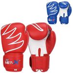 Met-X Pro Boxing Gloves, Gym Training Equipment Gloves for Men & Women, MMA, Muay Thai, Kickboxing, Sparring, Sports Jr - Adult Punching Gloves (Red, 14 Oz)