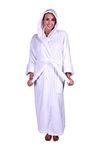 Puffy Cotton Heavy Adult Unisex Hoodie Bathrobe 100% Natural Soft Cotton - White