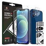 [4 Pack] 2 X Screen Protector for iPhone 12 Pro with 2 X Camera Lens Protector- Genuine Tempered Glass - Edge to Edge Full Coverage - Premium Quality Screen Guard Cover with Frame (For iPhone 12 Pro)