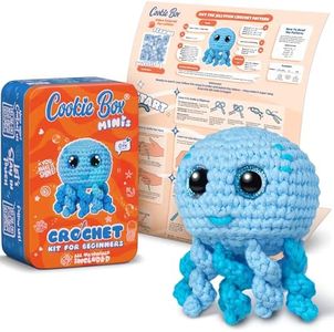 Cookie Box Crochet Kit for Beginners – Gift Set to Make Jellyfish Oxy Amigurumi Plushie – Easy DIY Crochet & Knitting Starter Kit with Printed Instructions & Step-by-Step Video Tutorial