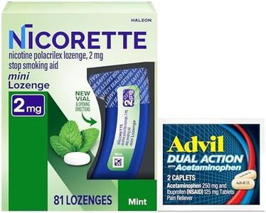 Nicorette 2 mg Mini Nicotine Lozenges to Help Stop Smoking - Mint Flavored Stop Smoking Aid, 1-Pack, 81 Count, Plus Advil Dual Action Coated Caplets with Acetaminophen, 2 Count