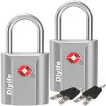 TSA Luggage Locks with Keys, [2 Pack] Diyife Security Suitcase Padlocks with Keys Heavy Duty Zinc Alloy TSA Lock Small Suitcase Locks with 4 Keys for Luggage Travel Suitcase Bag Case (Silver)