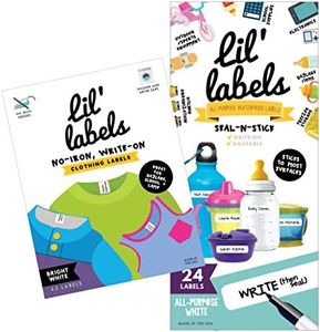 Daycare Labels Value Pack - Bottle Labels (All-Purpose White) and Clothing Labels (Bright White), Waterproof Labels, Multipurpose Labels