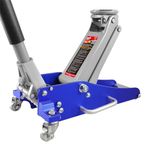 Big RED T815016L Torin Hydraulic Low Profile Aluminum and Steel Racing Floor Jack with Dual Piston Quick Lift Pump, 1.5 Ton (3,000 lb) Capacity, Blue