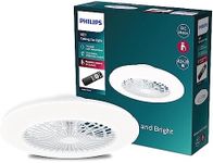 PHILIPS LED Round Flat Fan Light 20W+40W with Remote Control [20W+40W - White] for Indoor Home Lighting, Living Room, Study, Office, Bedroom