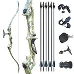 Tongtu 57" 30-60LBS Recurve Bow and Arrows for Adult Right Hand Archery Hunting Takedown Bow Set with Arrowheads for Target Practice Shooting