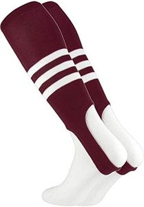 TCK Striped Baseball Stirrups Pattern B (Maroon/White, Medium)