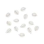 LiQunSweet 50 Pcs Iron Spiral Wire Wrap Charms Bead Crystal Stone Holder Cage Round Wrap-Around Silver Plated Pendants Bulk for Necklace Earrings Jewelry Making and Crafting - 17x14mm