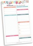 bloom daily planners Daily Planning System Tear Off to-Do Pad - Undated Checklist Notepad Organizer with Perforated Sheets - 6" x 9" (Floral Dots)