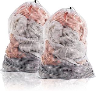 STR-2 Pack Extra Large Mesh Laundry Bag with Drawstring, 24×36inch Washing Bag Net for Washing Machine, Washing Bags for Travel, Delicates, College Dorm