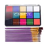 UCANBE 15 Colors Painting Palette Makeup Kit with 10 Pcs Professional Artist Brushes (Classic)