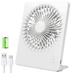 TriPole USB Desk Fan, Portable 2000mAh Battery Rehcargeable Table fan, Last 5-16H 3 Speeds Silent Mini Fans, 180° Adjustable Handheld Fan for Office, Bedroom, Home, Travel, Camping-(White)