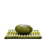 Meditation Set: Zafu Cushion, Zabuton Mat, 30x28x10 inches, Kapok, Green