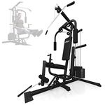 Physionics® Multi-Gym - 40kg Weight Stack, Lat Pulldown, Leg Extension, Chest Press, Low Row, Steel Construction, Black - Home Gym Workout Station, Compact Multifunctional Fitness Exercise Machine