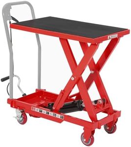 Heavy Duty Hydraulic Lift Table Cart 500LB Capacity, Single Scissor Lift Table with 28.5'' Lifting Height, Non-Slip Platform & Locking Wheels for Garage, Warehouse, Workshop, Red