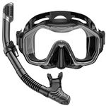 Snorkel Set Adult, Dry-Top Design Anti-Fog Scuba Diving Mask,180°Panoramic Wide Professional Snorkeling Equipment, Swimming Training Equipment for Men Women