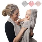 Tyuodna Hooded Baby Towel,Hands Free Baby Bath Towel,Cotton Soft & Absorbent Baby Towels Newborn,Apron Towel,Personalised Gifts Baby for Boy and Girl (Grey)