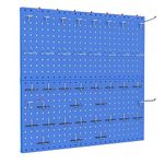 TORACK Metal Pegboard Wall Organizer 24" x 24" or 12" x 48", 70PCS Pegboard System for Garage Pegboard Organizer Kit with Pegboard Hooks for Workbench, Shop, Shed(Blue)