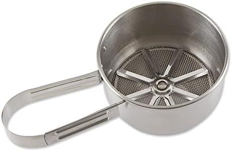 RSVP International Endurance® Stainless Steel Vintage One-Hand Sifter, 1 Cup | Top Cakes, Sift Flour, Marinade BBQ & More | Dishwasher Safe | Powder Sugar, Sift Flour, Spread Toppings & More